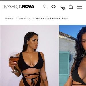 Fashionnova Vitamin sea swimsuit-Black Size M